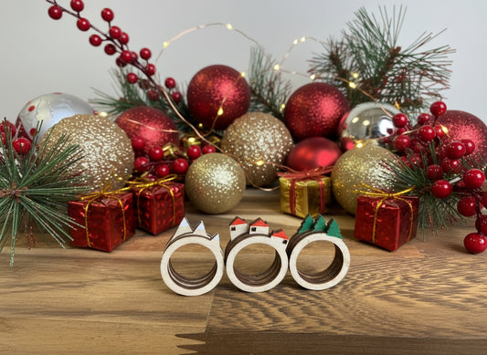 Wooden Christmas Rings - Set of 9 Pieces