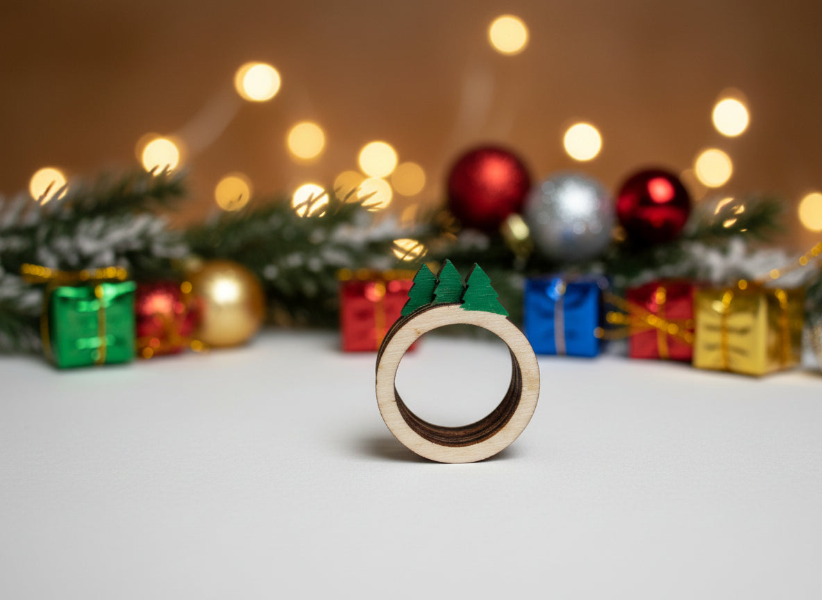 Wooden Christmas Rings - Set of 9 Pieces