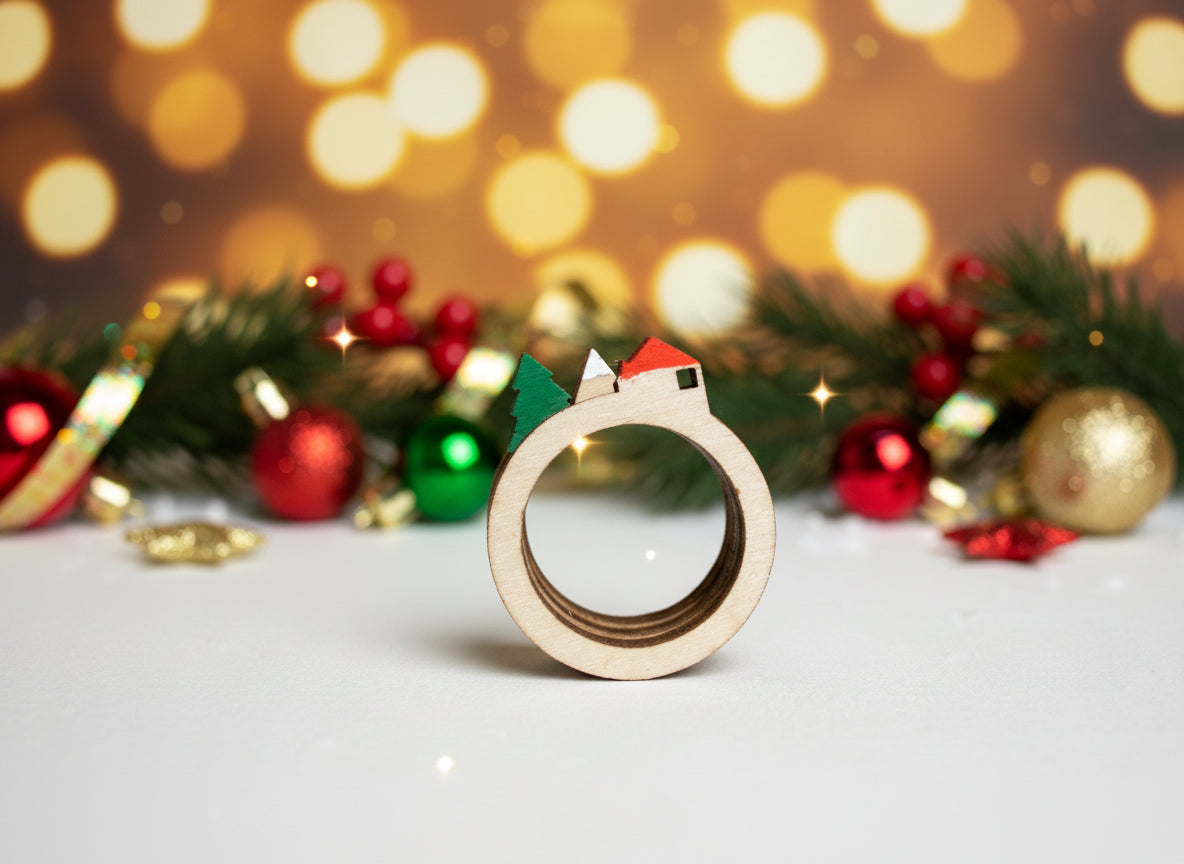 Wooden Christmas Rings - Set of 9 Pieces
